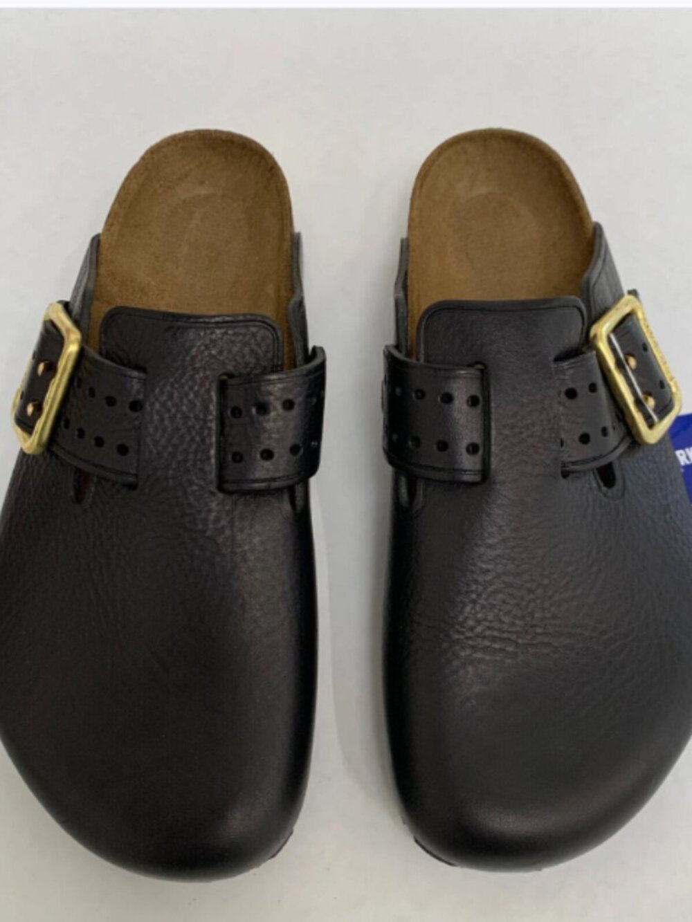 Birkenstock Boston Bold Gap Black Natural Leather Regular Width Sandals